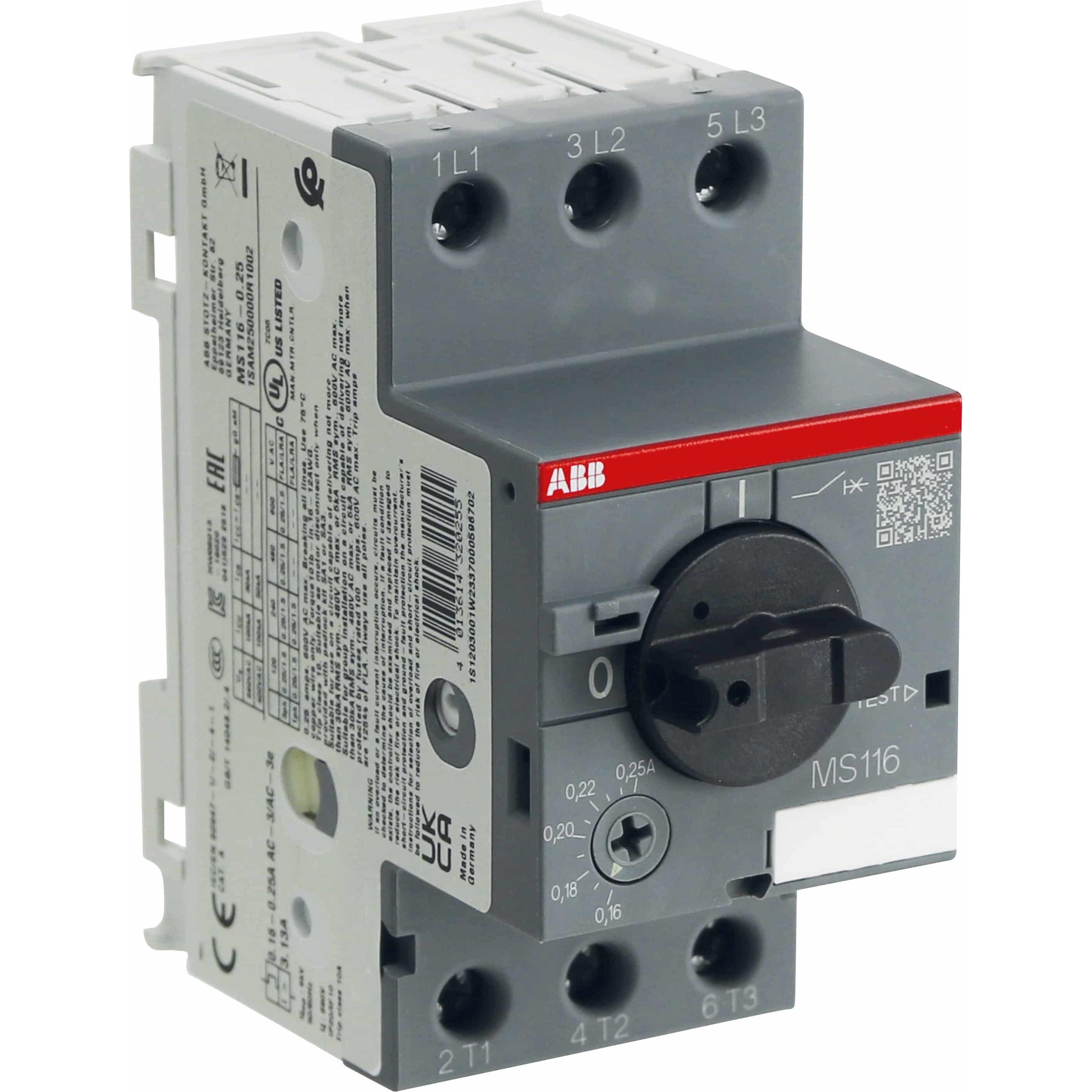 ABB, Schutzschalter, Motorschutzschalter MS116 - 0,25