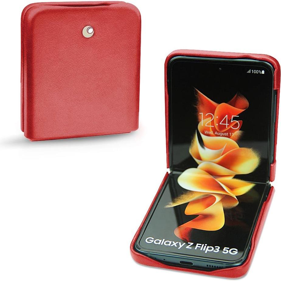 Noreve Lederschutzhülle (Samsung Galaxy Z Flip3), Smartphone Hülle, Rot