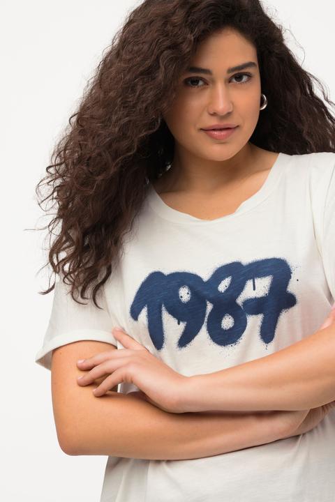 Immagine prodotto Ulla Popken T-shirt dal taglio oversize con spray design, scollo a girocollo e mezze maniche (42, 44)