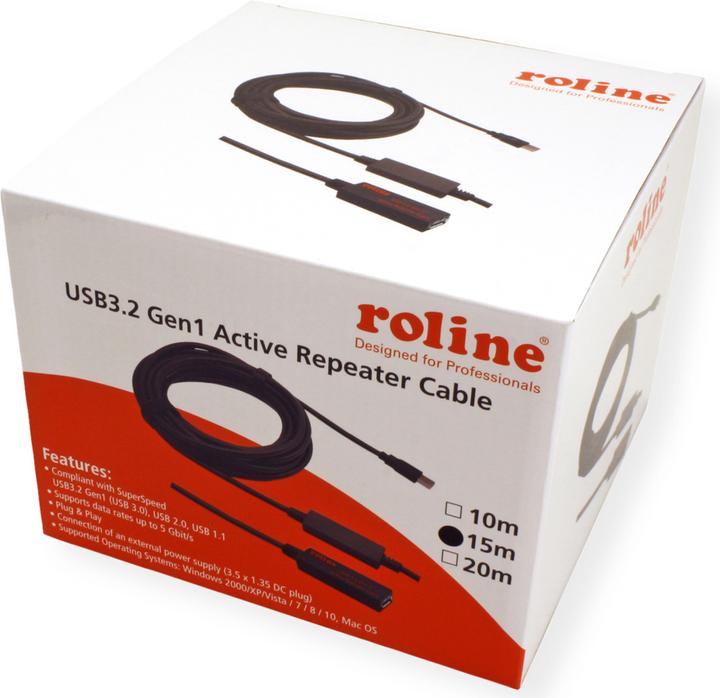 Produktbild Roline USB3.2 Gen1 Akt. Repeater Kabel (15 m, USB 3.2 Gen 1)