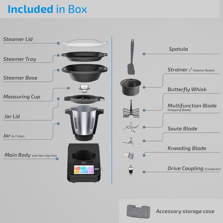 Actual product image Zilan Multifunktionelle Küchenmaschine mit WLAN, Touchscreen, Waage und App-Steuerung (1000 W, 3 l)