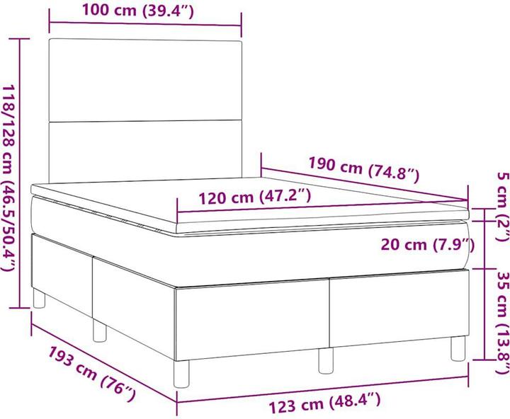Produktbild vidaXL Boxspringbett (120 x 190 cm)