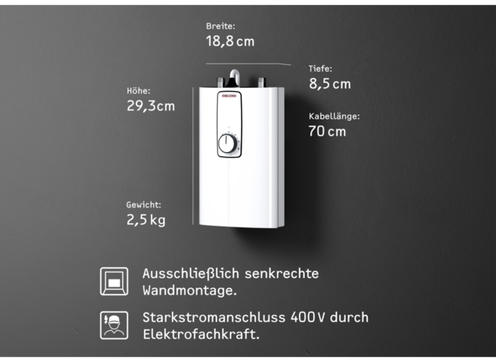 Actual product image Stiebel Eltron DCE 11/13 Electronic compact instantaneous water heater for the kitchen, under-sink, VDE tested