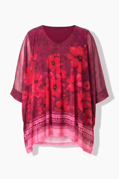 Produktbild Miamoda Mesh-Bluse, oversized, Blumenmuster, blickdichtes Jerseytop (54)