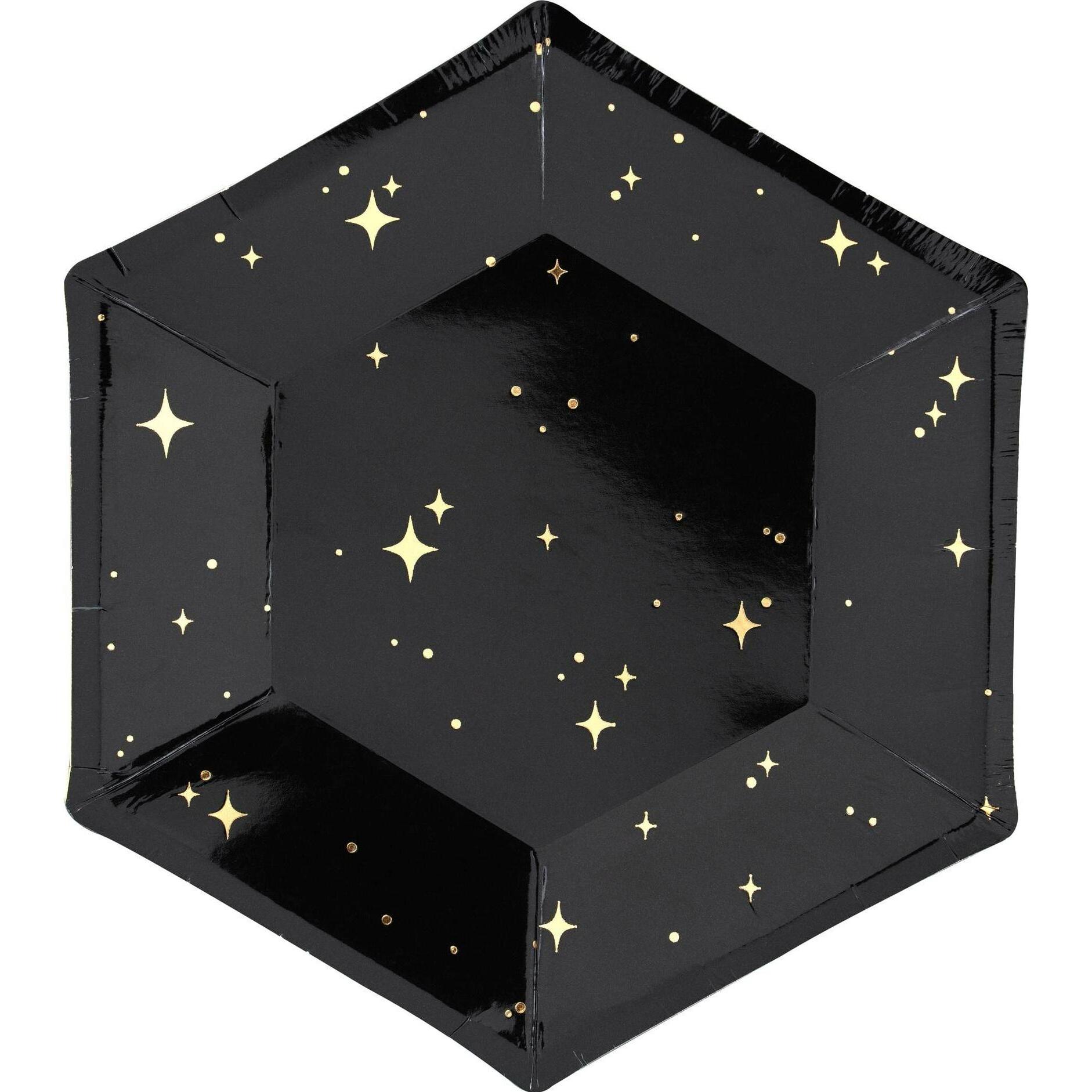 Partydeco, Einweggeschirr, 6 Schwarze Kartonteller Let's Celebrate 20cm (6 x)