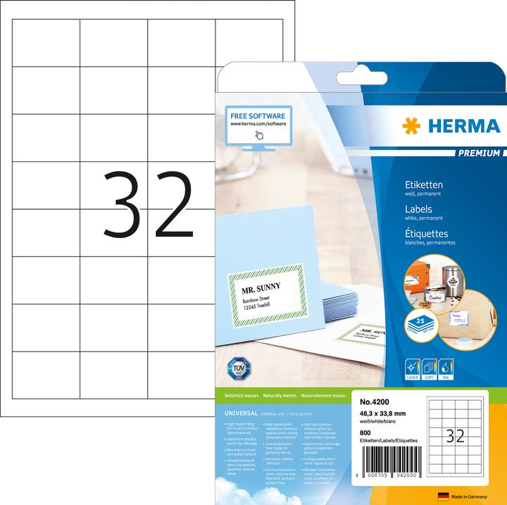 Produktbild HERMA Universal Etiketten A4