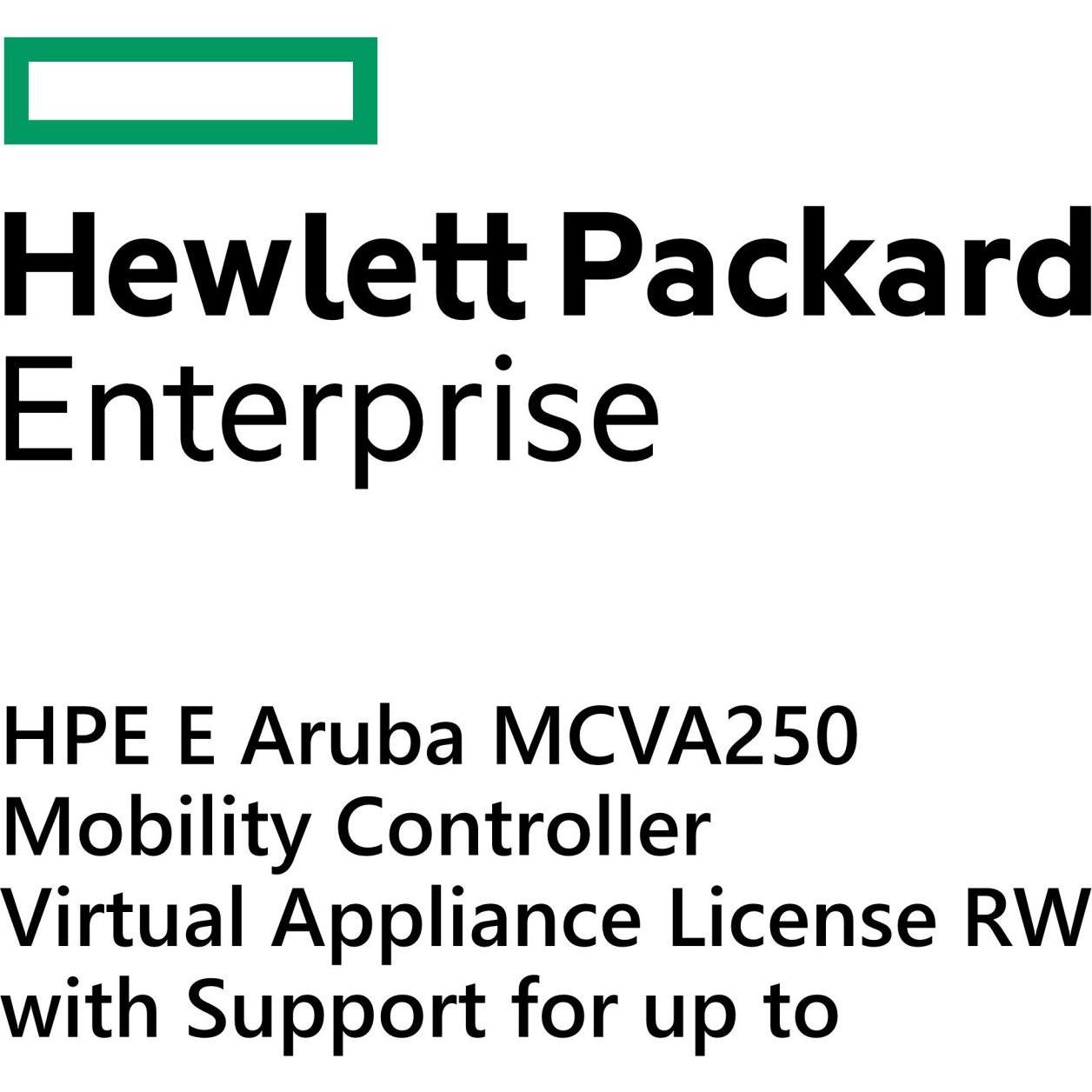 Thumbnail - HPE E Aruba MC-VA-250 Mobility Controller, Virtual Appliance License, RW, with Support for up to für