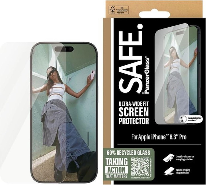 Actual product image PanzerGlass Safe. (1 Piece, Apple iPhone 16 Pro)