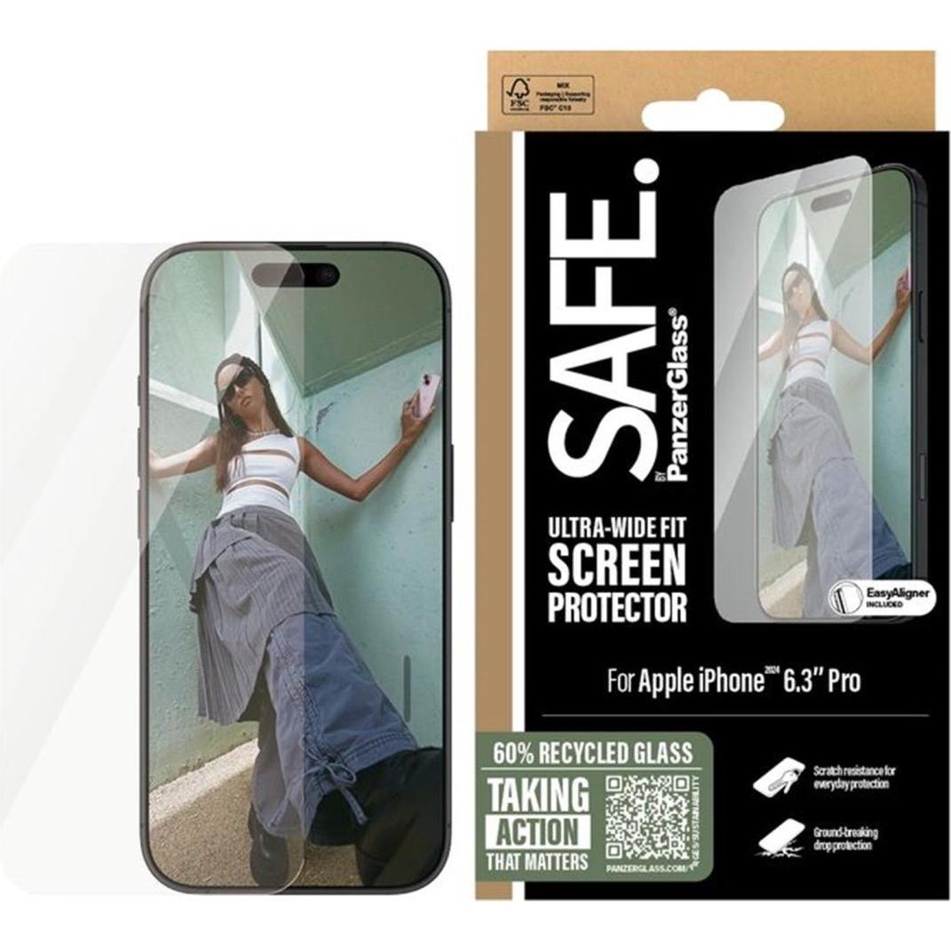 PanzerGlass Safe. (1 Stück, Apple iPhone 16 Pro), Smartphone Schutzfolie, Transparent