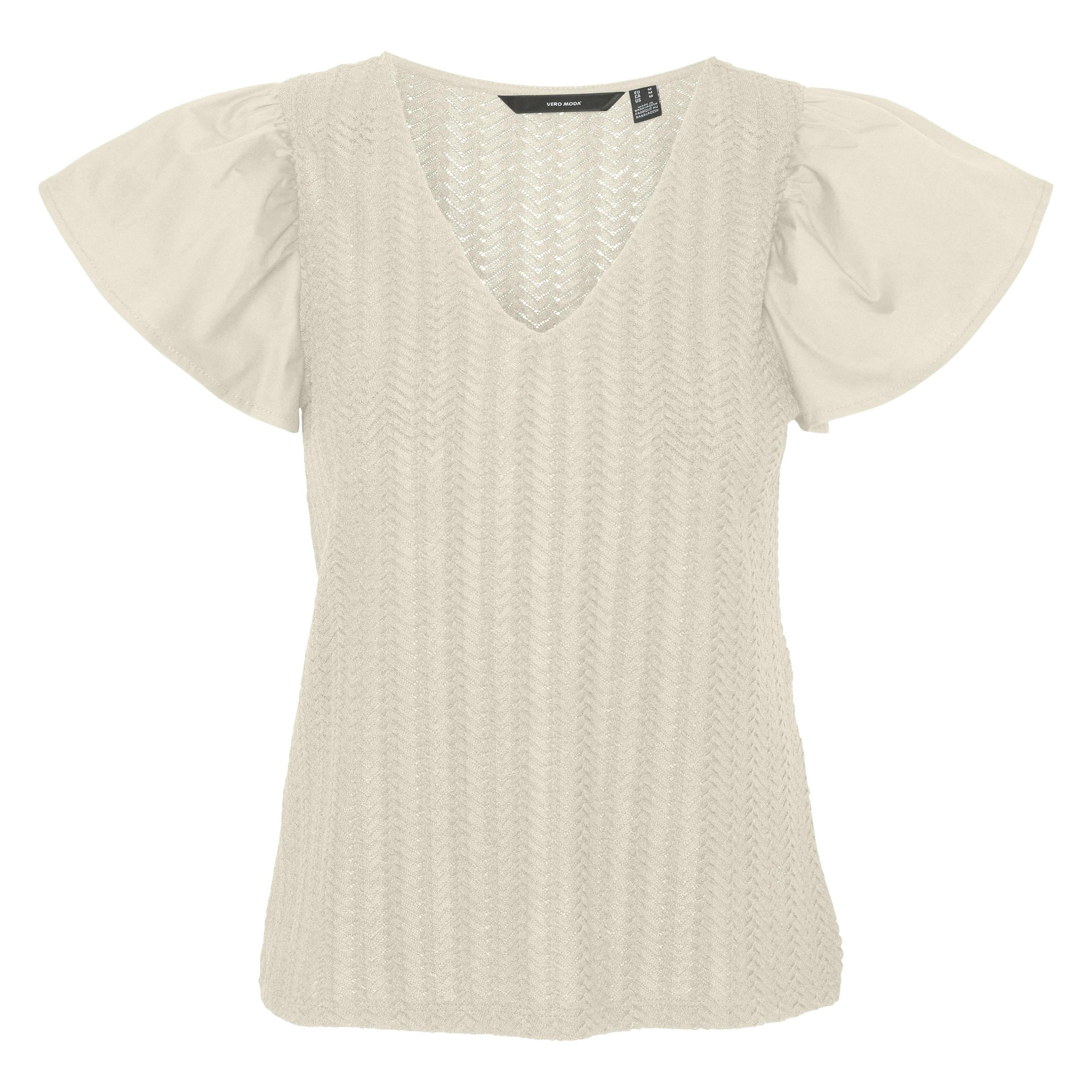 Vero Moda, Damen, Blusen, Vmnaja Ss V-Neck Top Jrs Ga, Weiss, (L)