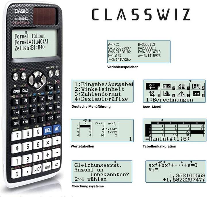 Produktbild Casio Fx-991de X (Solarzellen, Batterien)