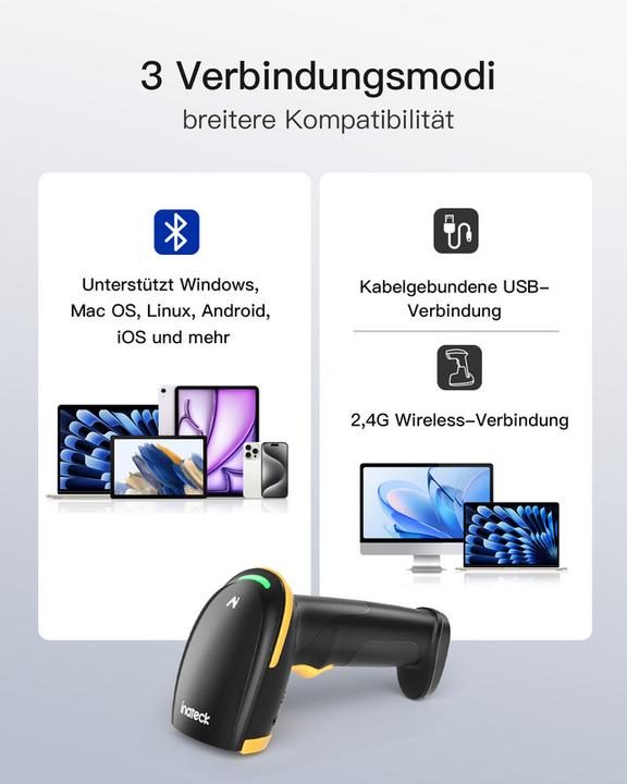 Immagine prodotto Inateck Barcodescanner 36 black (BCST-36 black) (Codici a barre 2D, Codici a barre 1D)