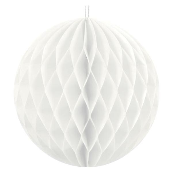 Partydeco Honingraat Bal, Wit, 10cm (1 Pkt / 1 St.) (1 Pcs.)