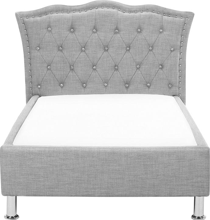 Actual product image Beliani Upholstered bed linen look grey slatted frame 90 x 200 cm METZ (90 x 200 cm)
