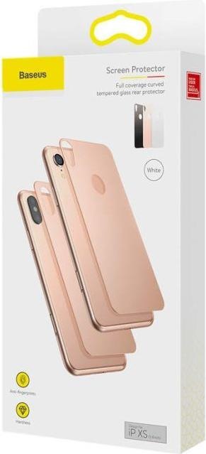 Actual product image Baseus iPhone Xs 03 mm Full coverage curved TGlass rear ProtectorWhite (1 Piece, Apple iPhone XS)