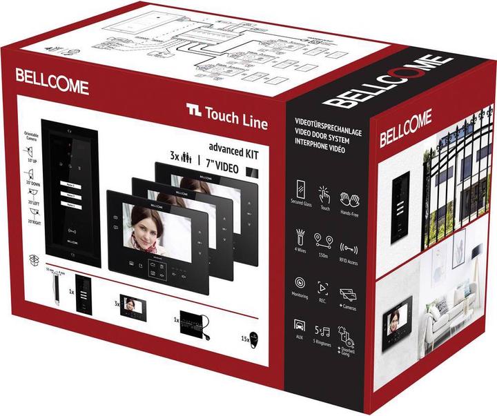 Bellcome Video deurintercom d 7" Kit 3 Familie (Bedraad)