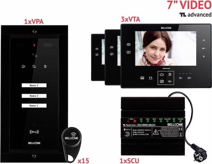 Produktbild Bellcome Video Türsprechanlage d 7" Kit 3 Familie (Kabelgebunden)