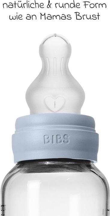 Actual product image Bibs Babyflaschen Glas-Flasche Baby Bottle Round 240 ml + Silikon-Trinksauger (240 ml)