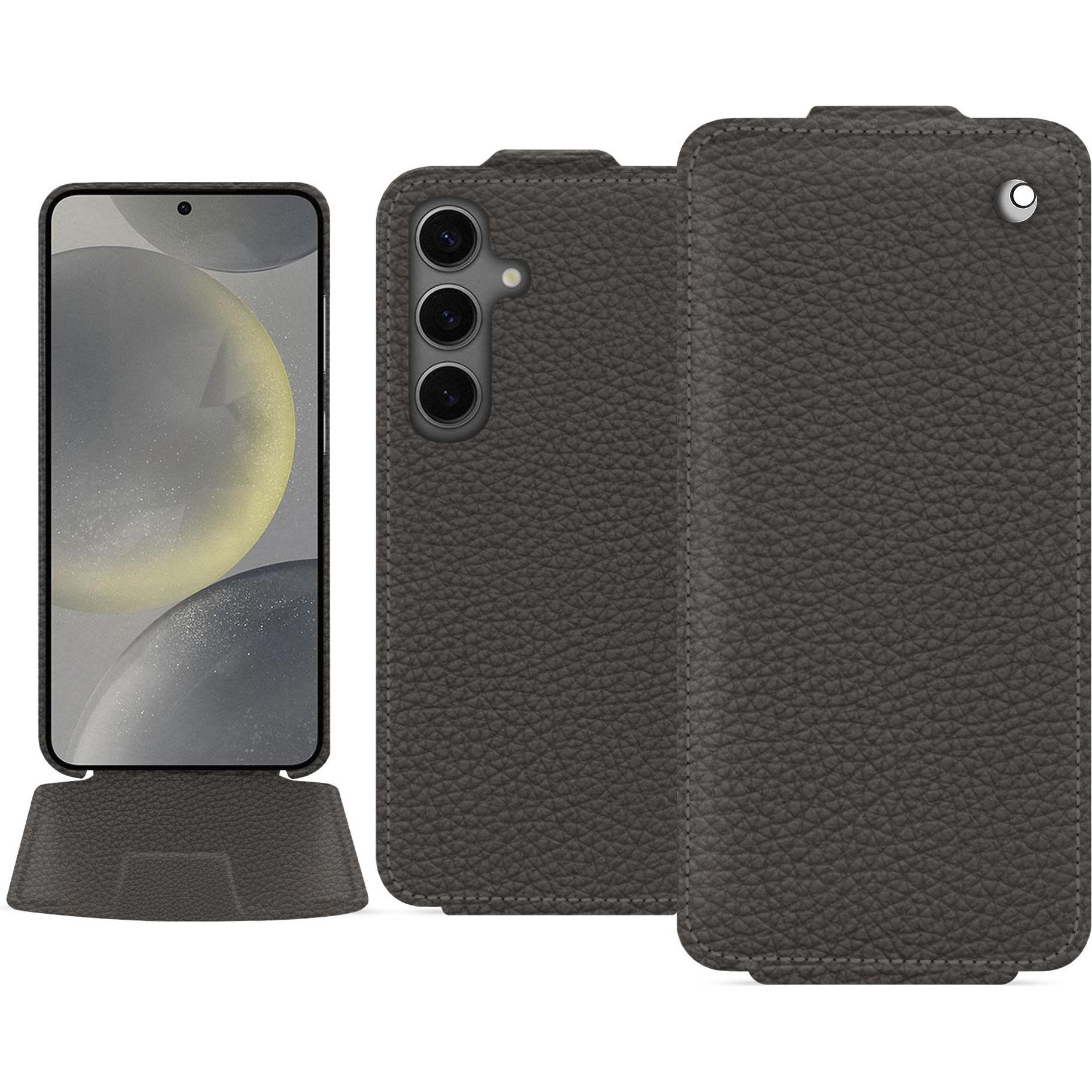 Noreve Lederschutzhülle vertikal (Samsung Galaxy S24), Smartphone Hülle, Grau