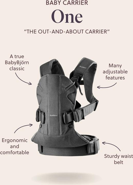 Actual product image BabyBjörn Carrier One Woven Baby Carrier, Black