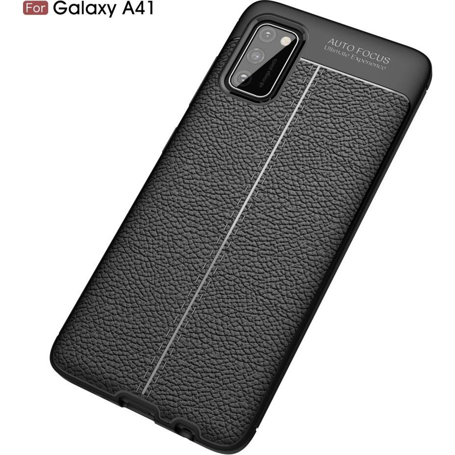 Thumbnail - Screenguard Samsung Galaxy A41 Hülle Leather Design TPU Cover (Samsung Galaxy A41), Smartphone Hülle, Schwarz