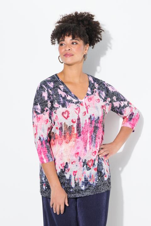 Produktbild Miamoda T-Shirt, Batikmuster mit Herzen und Glitzer (42)