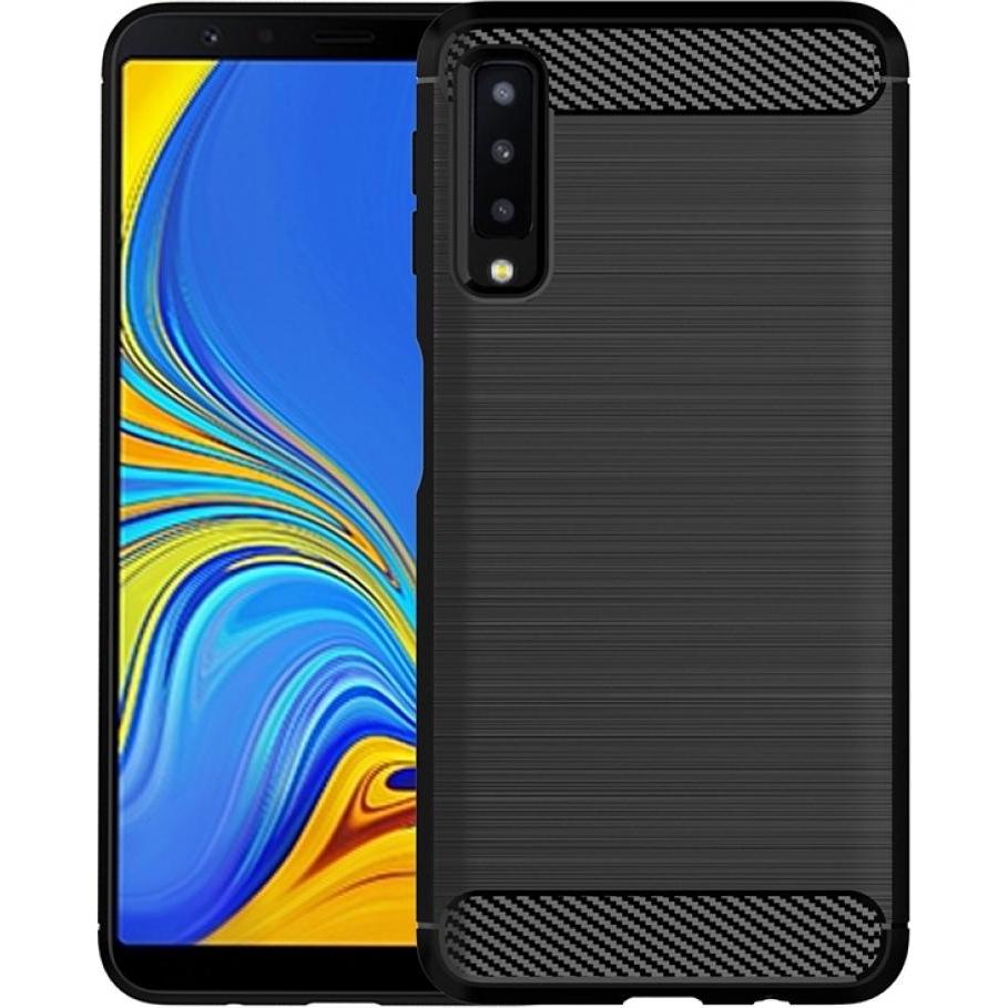 Thumbnail - Screenguard Samsung Galaxy A7 2018 Hülle Carbon Brushed Soft TPU (Samsung Galaxy A7 (2018)), Smartphone Hülle, Schwarz
