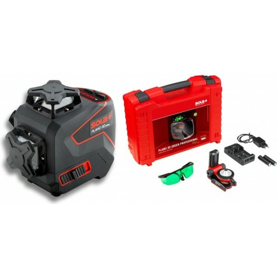 Sola, Laser lineare, Linea laser PLANO 3D verde Professional 71017201 Custodia Professional set 360° Batteria