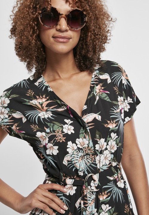 Actual product image Urban Classics Ladies Short Viscose Belt Jumpsuit (S)
