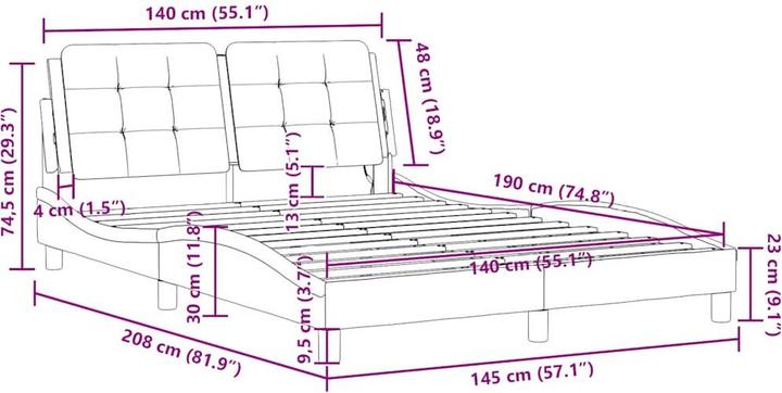 Image du produit vidaXL Bettgestell (140 x 190 cm)
