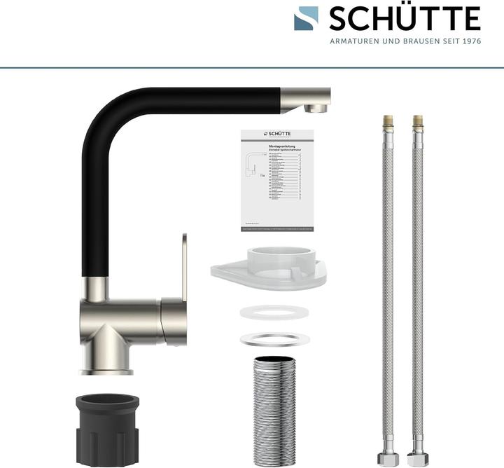 Productafbeelding Schütte Keukenkraan RIO spoelbakmengkraan RVS look zwart mat draaibaar 79866