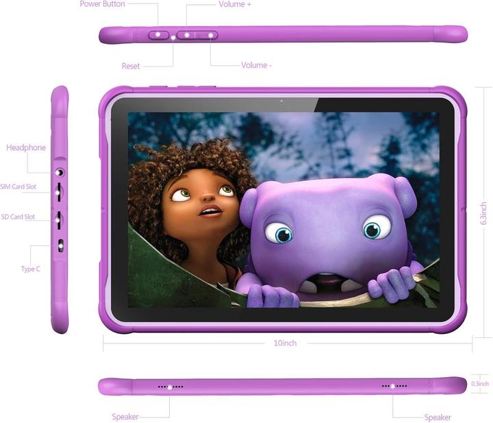 Immagine prodotto Pritom 10 Zoll Android Tablet mit Kindersicherung (10.10", 32 GB, Lilla)