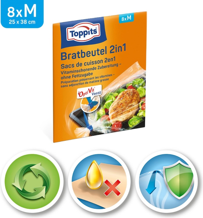 Actual product image Toppits Frying bag 2in2 (8 x)