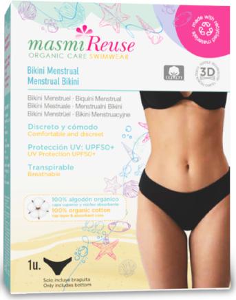 Masmi Bio Perioden Bikinihose Schwarz Grösse: M - Reuse