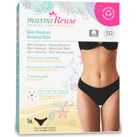 Masmi, Periodenunterwäsche, Bio Perioden Bikinihose Schwarz Grösse: XS - Reuse (XS)
