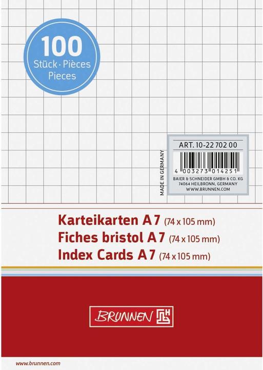 Produktbild Karteikarten (A7, 180 g/m², 100 x)