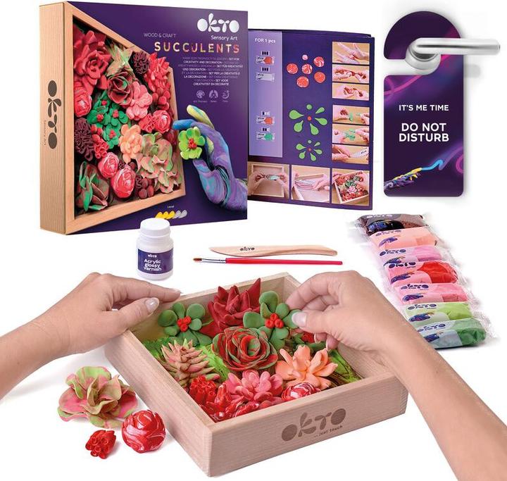 Actual product image Okto Wood&Craft DIY succulents creative set 21x21cm Passion 10011