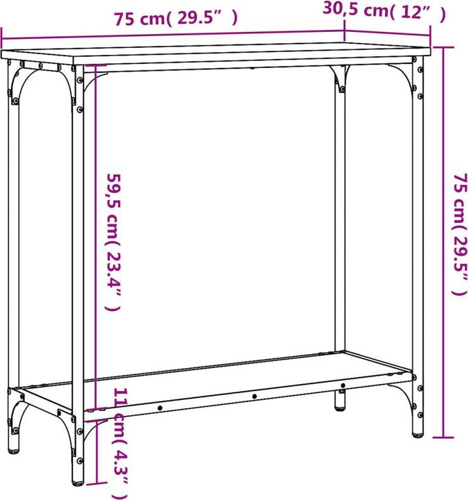 Produktbild vidaXL Konsolentisch (75 x 30.5 x 75 cm)
