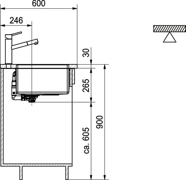 Actual product image Franke 127.0662.644 (Fitted sink with draining board, 45 cm, 72.50 cm)