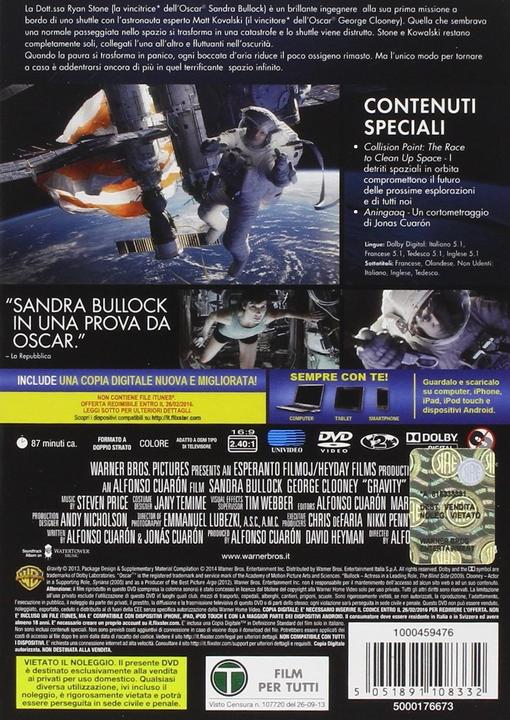 Actual product image Gravity (DVD, 2013, German, French, Italian, English)