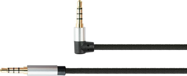 Actual product image Python Audio connection cable High-Quality, 4-pin 3.5mm jack plug to jack plug angled, Texti (1 m, 3.5mm jack (AUX))