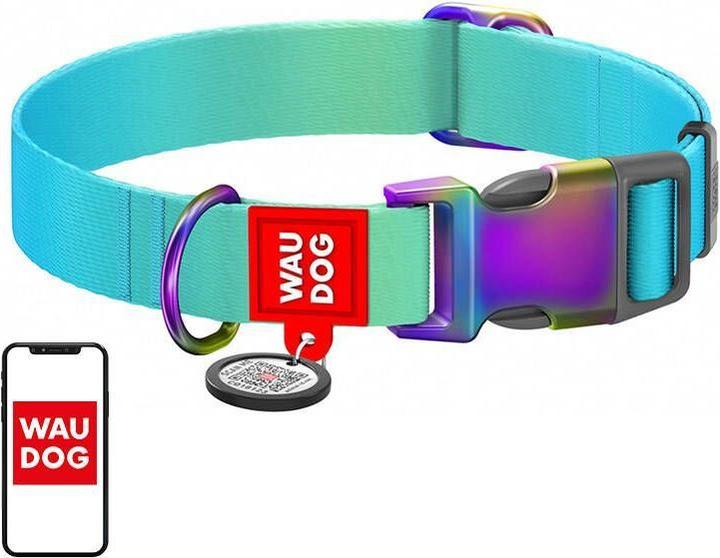 Collar Collare in nylon con codice QR per cane Waudog gradiente, blu, taglia XL