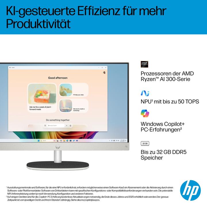 Actual product image HP 24-ct2450ng AiO 23,8" FHD Ryzen AI 5 340 16GB/1TB SSD Win11 BX8Y9EA#ABD weiss (AMD Athlon II P340, 16 GB, 1000 GB)