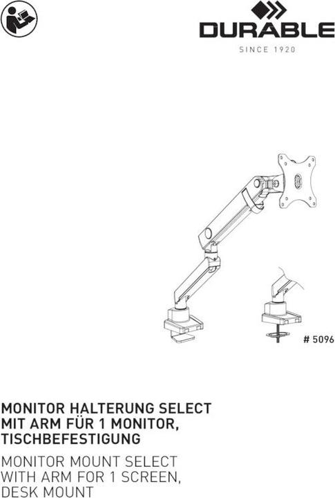 Produktbild Durable Monitorhalt. SELECT PLUS m Arm f 1 Mon. Tischb. Sil. (Tisch, 32", 8 kg)