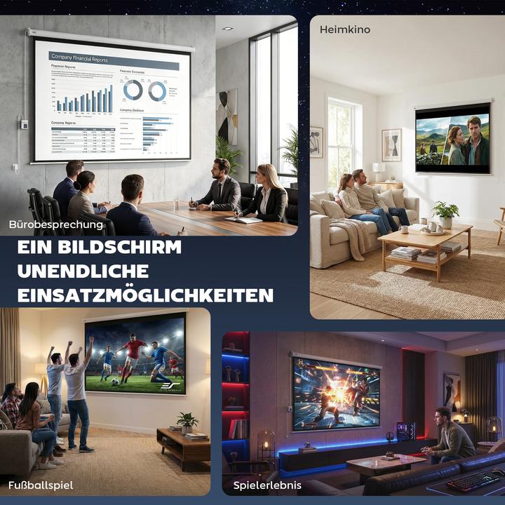 Actual product image Homcom Beamer-Leinwand Kunststoff, Metall Weiss (4:3)