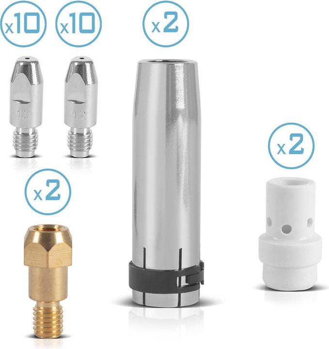 Immagine prodotto Stahlwerk Set di parti di usura MIG MAG 26 pezzi AK36 MB36 Accessori per torce di saldatura