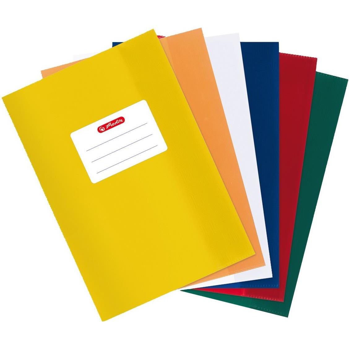 Herlitz, Heft + Block, Heftschoner DIN A5, geprägt (Bast), PP, orange mit aufgeklebtem Beschriftungsetikett (A5)
