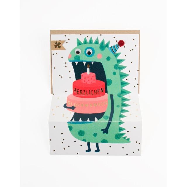 Image du produit Good Old Friends Carte d'Anniversaire "Félicitations" Monstre Vert de (1 pcs)