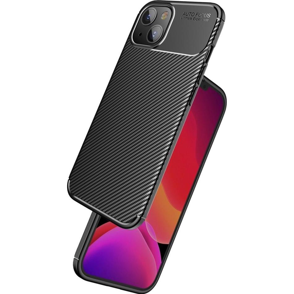 Thumbnail - Screenguard Apple iPhone 14 Plus Hülle Carbon Design TPU Case (Apple iPhone 14 Plus), Smartphone Hülle, Schwarz