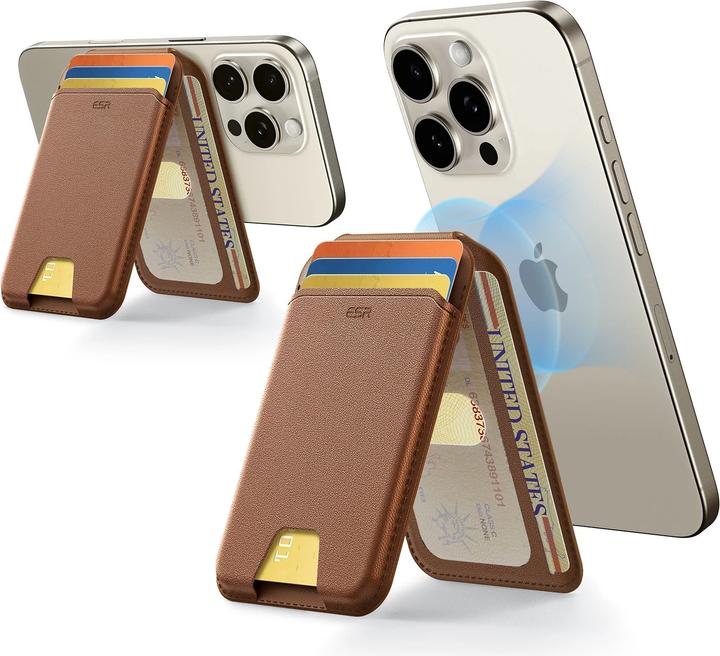 Actual product image ESR Classic Magnetic Wallet Stand, Caramel Brown
